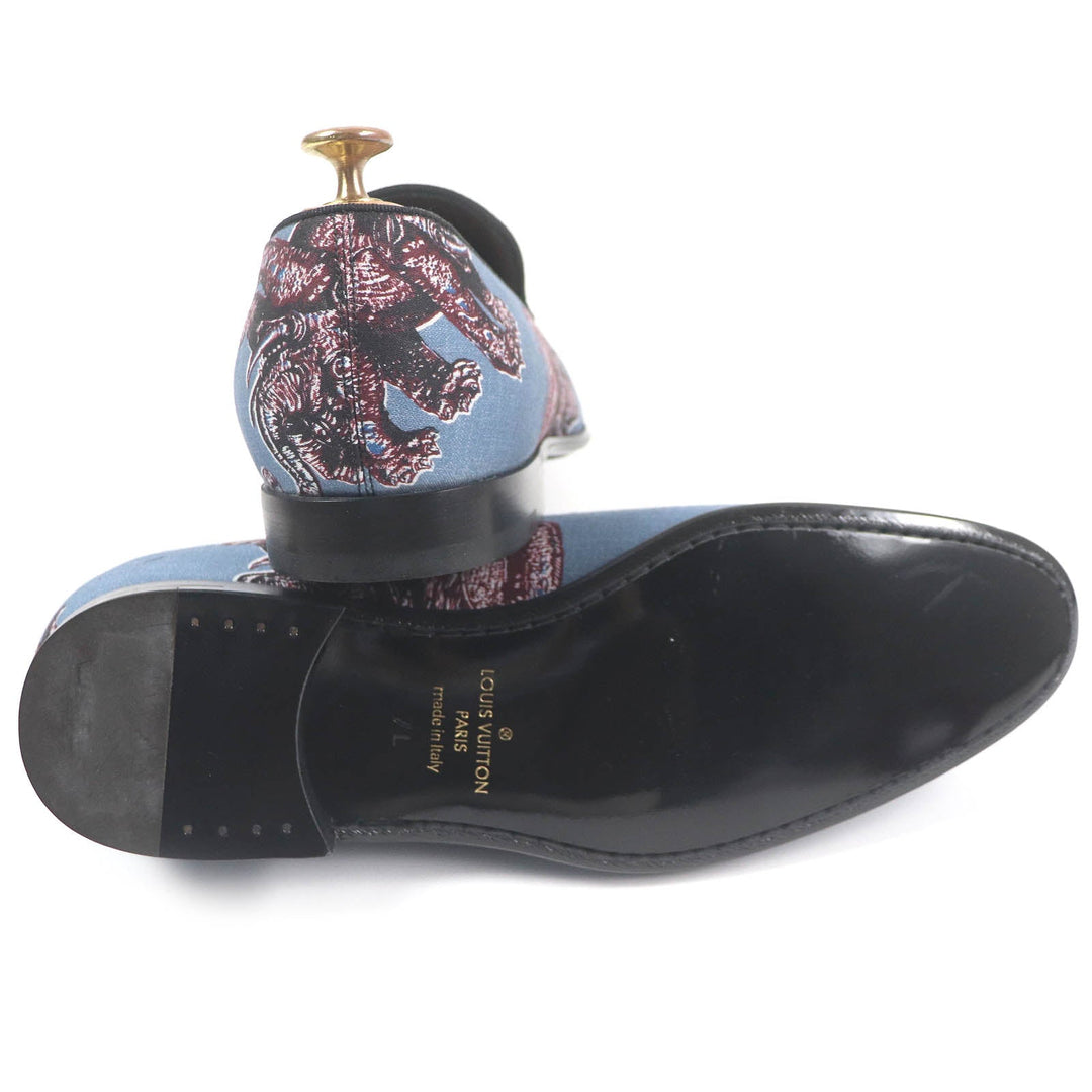 LOUIS VUITTON loafers Part: Canvas blue mens 7 Used Authentic