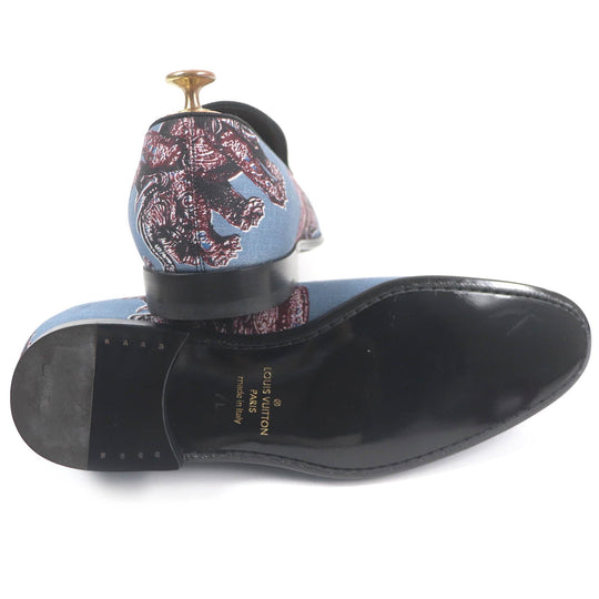 LOUIS VUITTON loafers Part: Canvas blue mens 7 Used Authentic