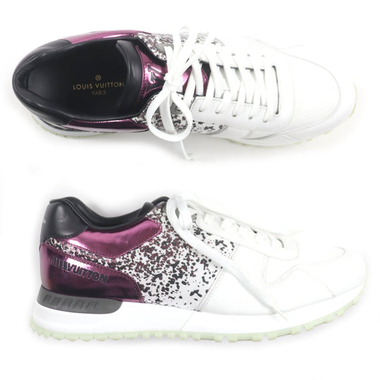LOUIS VUITTON Low cut sneakers Main: Leather White purple Runaway line mens 7 1/2 Used Authentic
