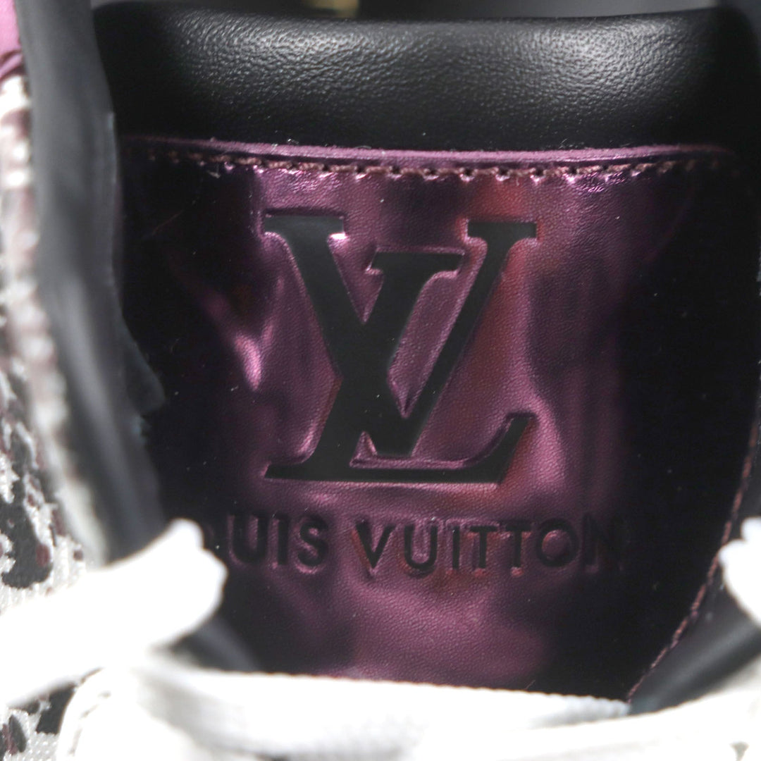 LOUIS VUITTON Low cut sneakers Main: Leather White purple Runaway line mens 7 1/2 Used Authentic