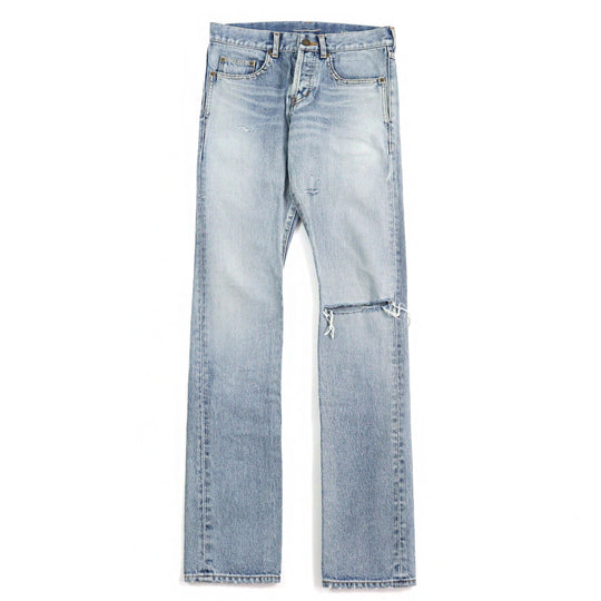 SAINT LAURENT PARIS Denim pants 597052 Main: 100% cotton, part: cowhide Light blue mens 27 Used Authentic