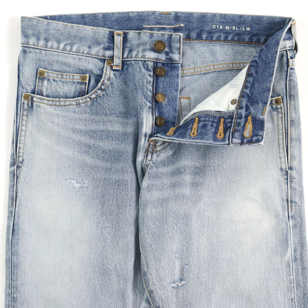 SAINT LAURENT PARIS Denim pants 597052 Main: 100% cotton, part: cowhide Light blue mens 27 Used Authentic