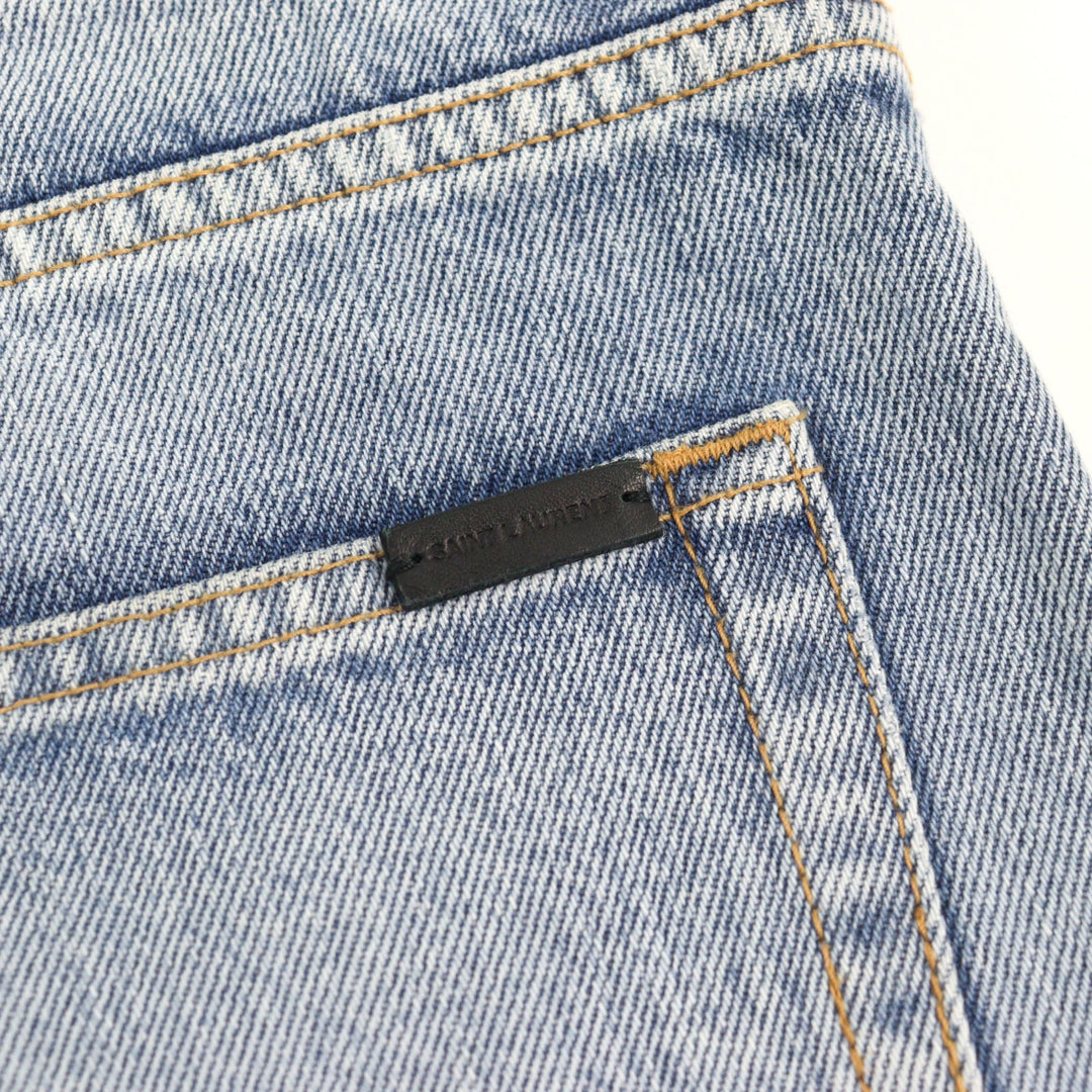 SAINT LAURENT PARIS Denim pants 597052 Main: 100% cotton, part: cowhide Light blue mens 27 Used Authentic