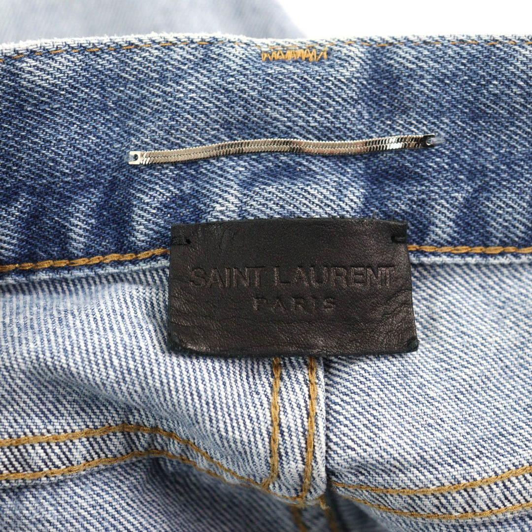 SAINT LAURENT PARIS Denim pants 597052 Main: 100% cotton, part: cowhide Light blue mens 27 Used Authentic