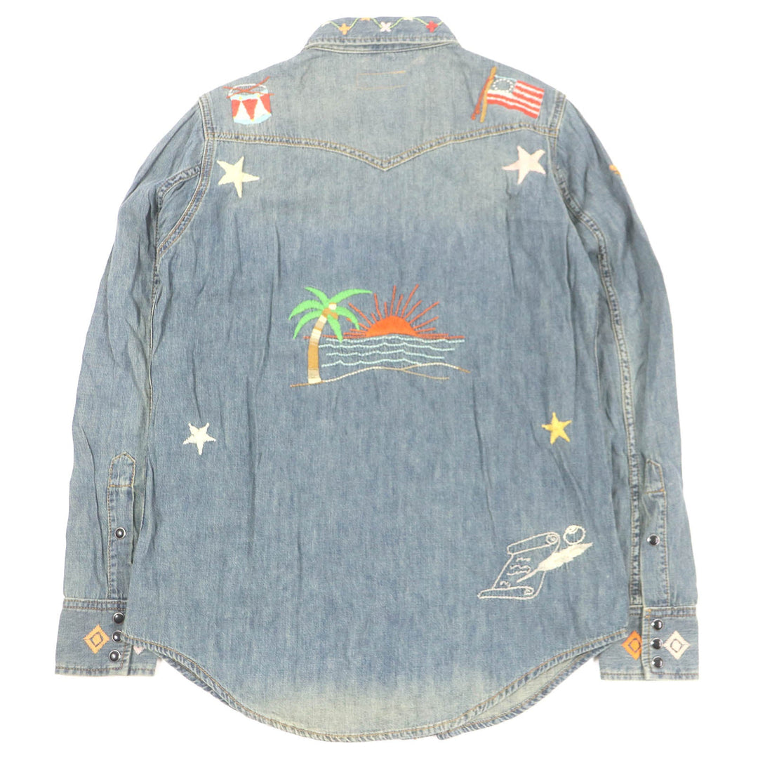 SAINT LAURENT PARIS Long sleeve shirt 530376 Main: 100% cotton Indigo blue mens XS Used Authentic