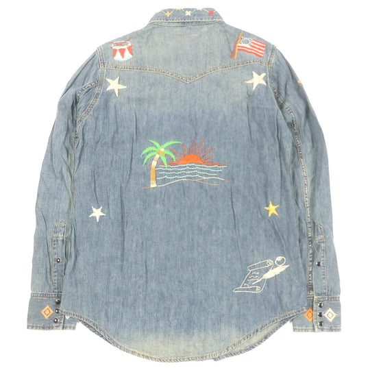 SAINT LAURENT PARIS Long sleeve shirt 530376 Main: 100% cotton Indigo blue mens XS Used Authentic