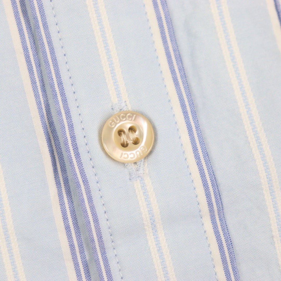 GUCCI Long sleeve shirt 703396 Main: 100% cotton, Part: 100% polyester Light blue stripe mens 38|15 Used Authentic