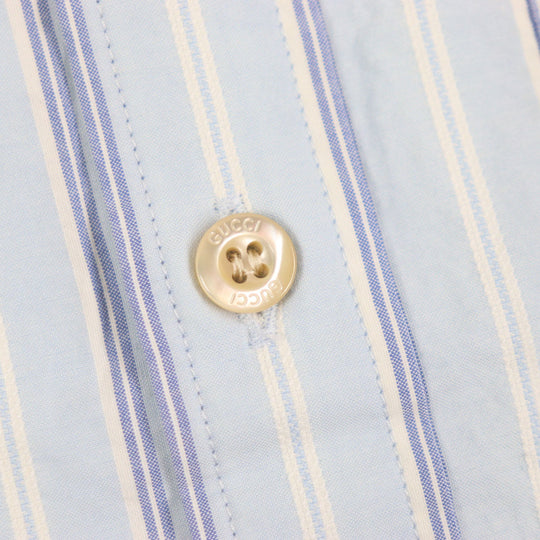 GUCCI Long sleeve shirt 703396 Main: 100% cotton, Part: 100% polyester Light blue stripe mens 38|15 Used Authentic