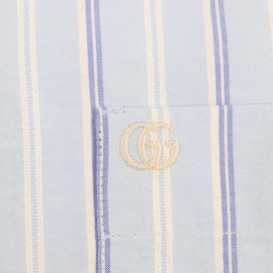 GUCCI Long sleeve shirt 703396 Main: 100% cotton, Part: 100% polyester Light blue stripe mens 38|15 Used Authentic