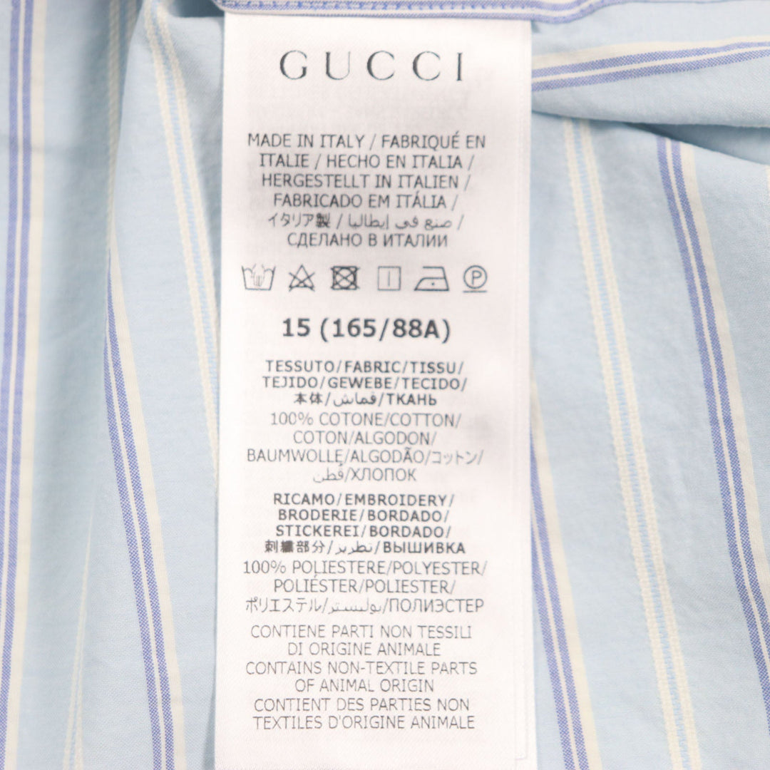 GUCCI Long sleeve shirt 703396 Main: 100% cotton, Part: 100% polyester Light blue stripe mens 38|15 Used Authentic