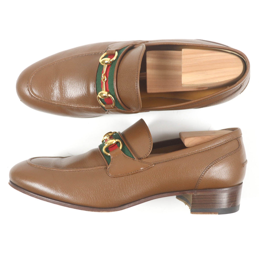 GUCCI loafers 655579 Main: Leather Brown mens 7 Used Authentic