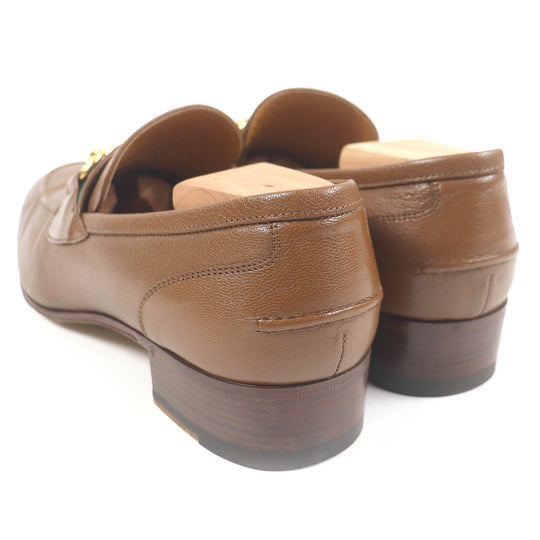 GUCCI loafers 655579 Main: Leather Brown mens 7 Used Authentic
