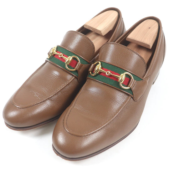 GUCCI loafers 655579 Main: Leather Brown mens 7 Used Authentic