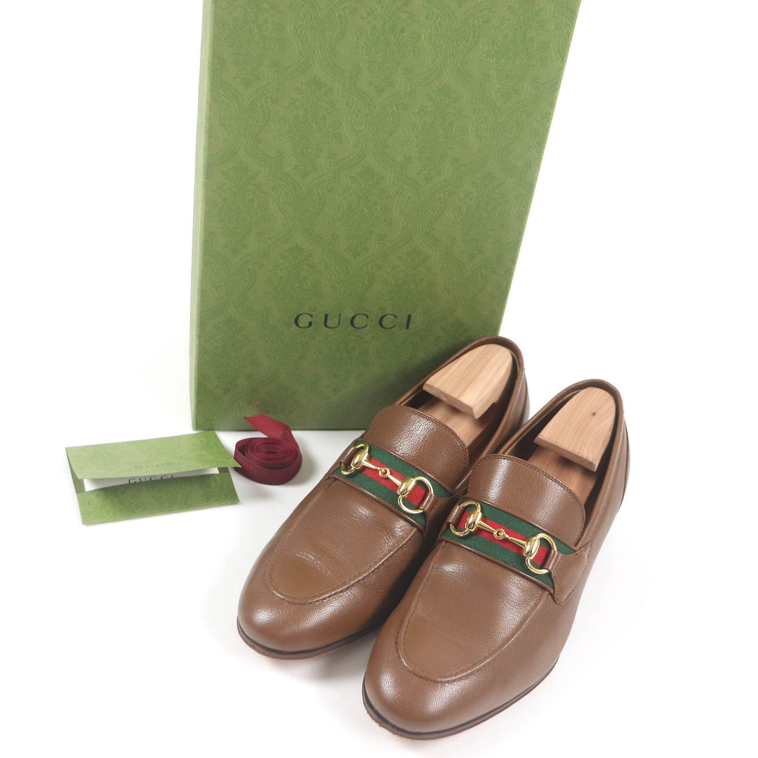 GUCCI loafers 655579 Main: Leather Brown mens 7 Used Authentic