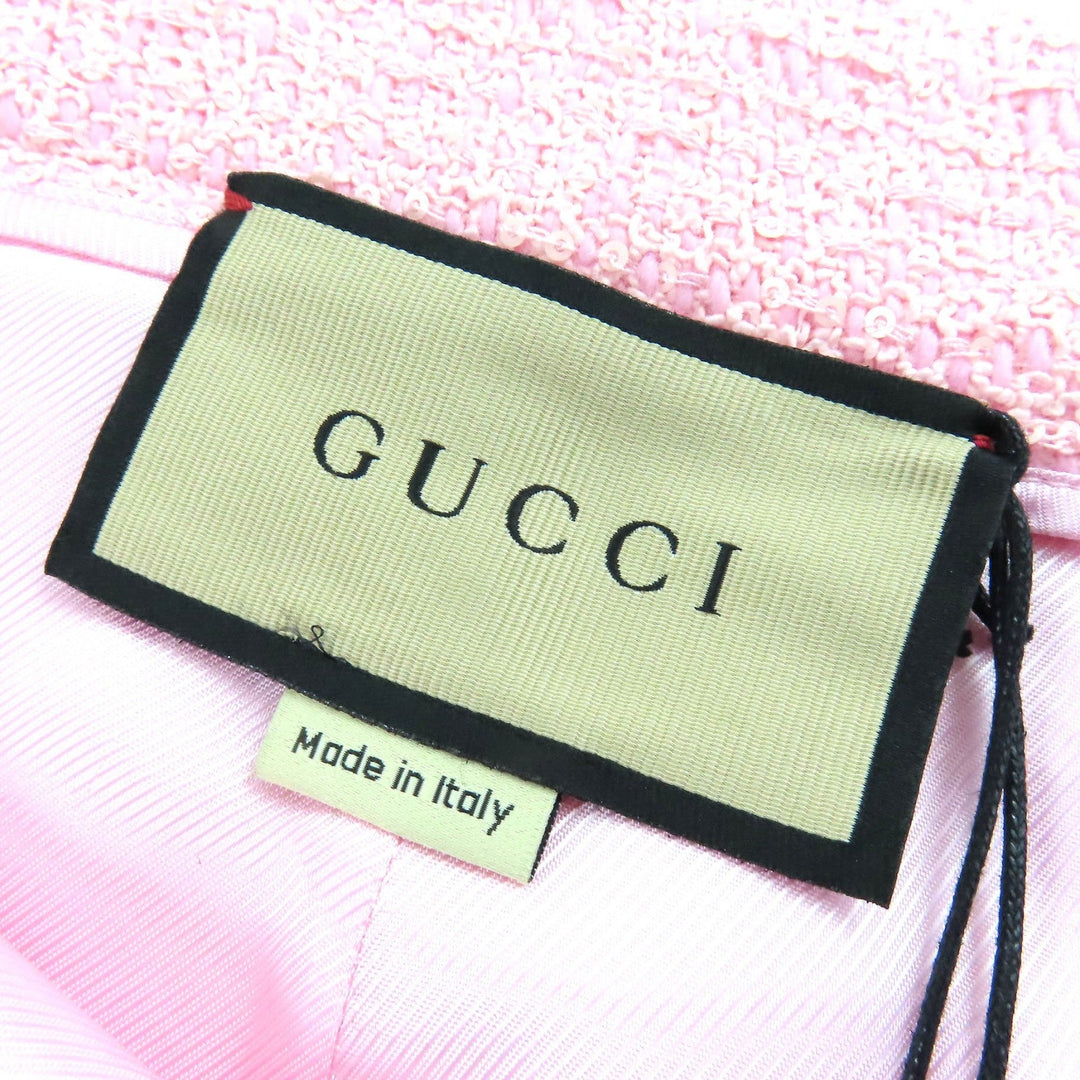 GUCCI Long skirt 760862 Main: 100% silk, Main: 62% cotton, Main: 29% wool, Main: 9% nylon, Lining: 100% rayon pink Women 42 Used Authentic