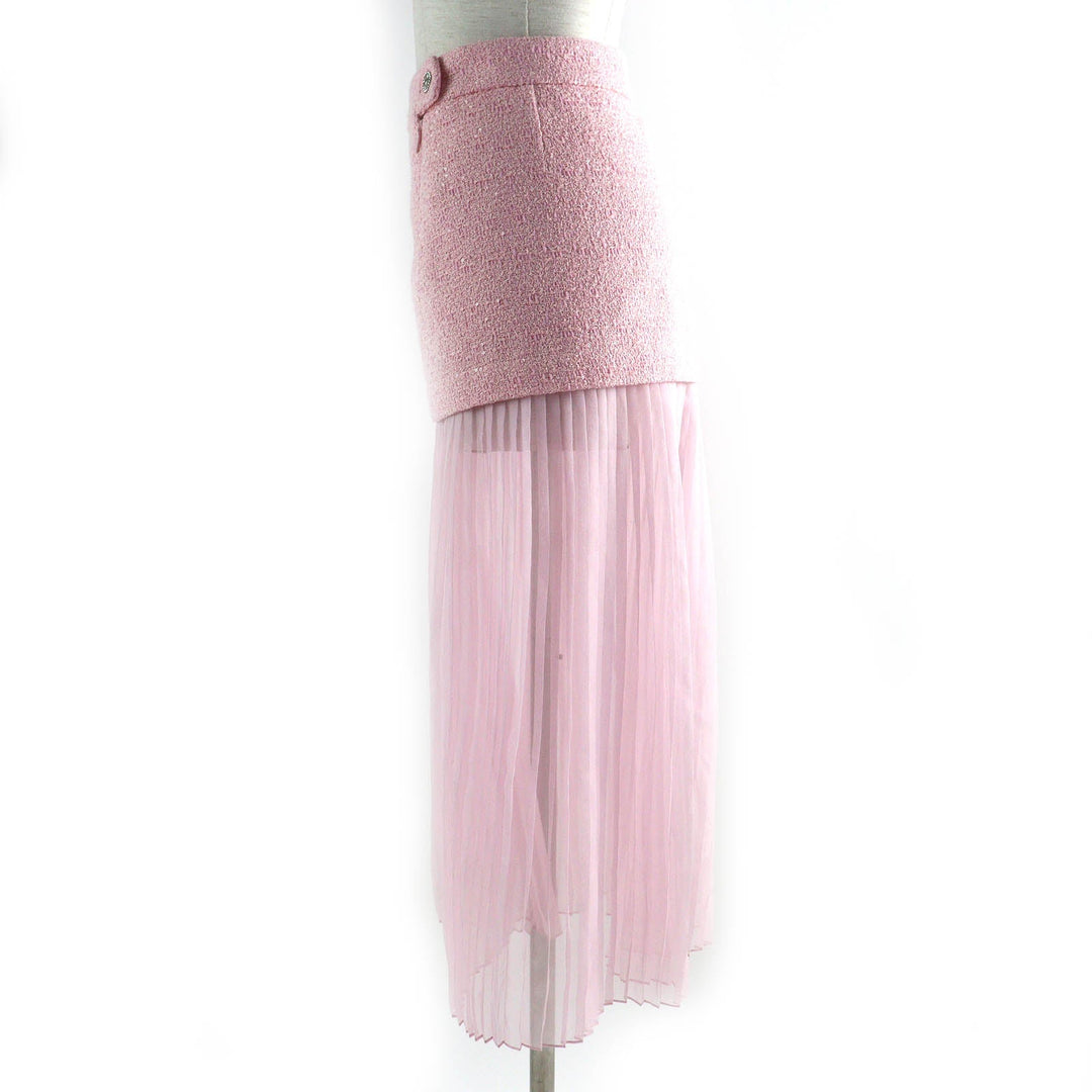 GUCCI Long skirt 760862 Main: 100% silk, Main: 62% cotton, Main: 29% wool, Main: 9% nylon, Lining: 100% rayon pink Women 42 Used Authentic