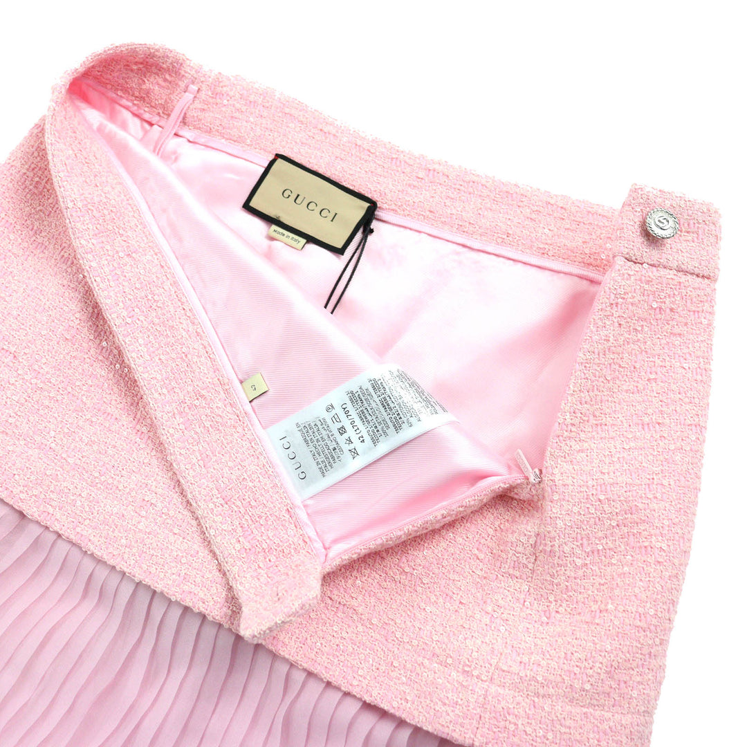 GUCCI Long skirt 760862 Main: 100% silk, Main: 62% cotton, Main: 29% wool, Main: 9% nylon, Lining: 100% rayon pink Women 42 Used Authentic