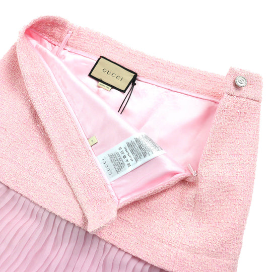 GUCCI Long skirt 760862 Main: 100% silk, Main: 62% cotton, Main: 29% wool, Main: 9% nylon, Lining: 100% rayon pink Women 42 Used Authentic