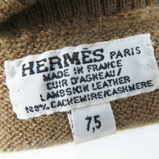 HERMES gloves Main: Lamb leather, Part: 100% cashmere gold Women 7.5 Used Authentic