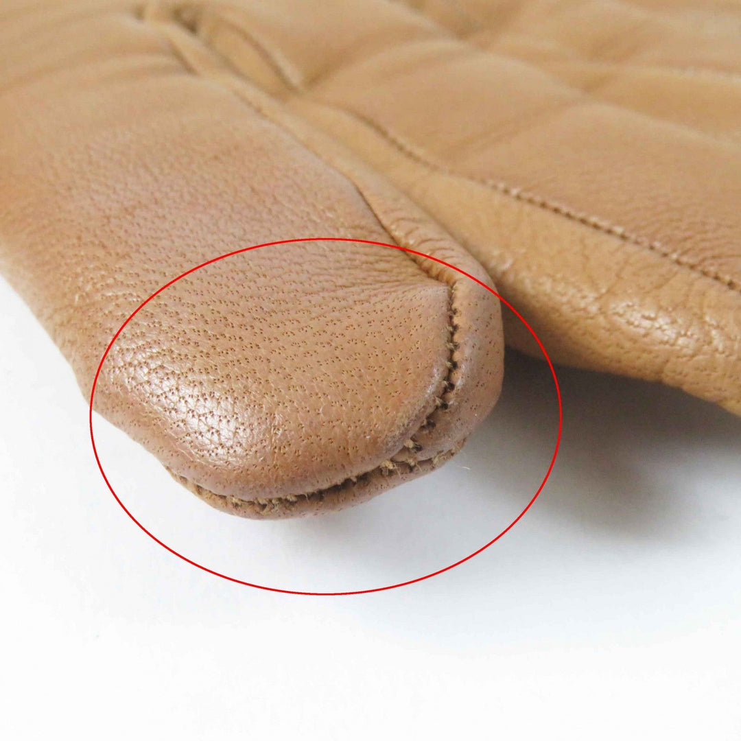 HERMES gloves Main: Lamb leather, Part: 100% cashmere gold Women 7.5 Used Authentic