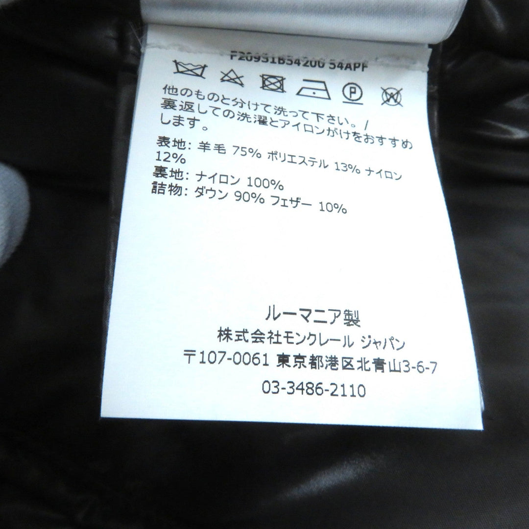 MONCLER Down jacket Outer: 75% wool, Outer: 13% polyester, Outer: 12% nylon, Lining: 100% nylon, Filling: 90% down gray TORCON Women Zero size Used Authentic