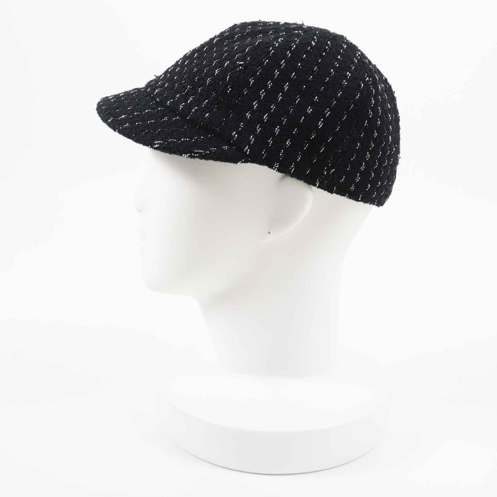CHANEL Casquette 23P Outer: 82% cotton, Outer: 18% polyester, Lining: 100% cotton, Part: 100% metal Black Silver Women M Used Authentic