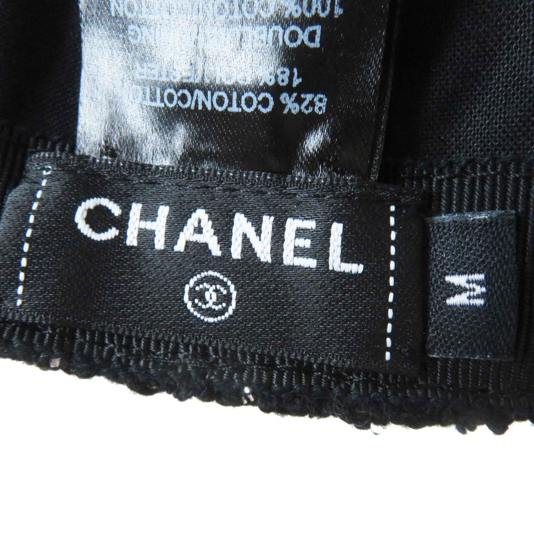 CHANEL Casquette 23P Outer: 82% cotton, Outer: 18% polyester, Lining: 100% cotton, Part: 100% metal Black Silver Women M Used Authentic