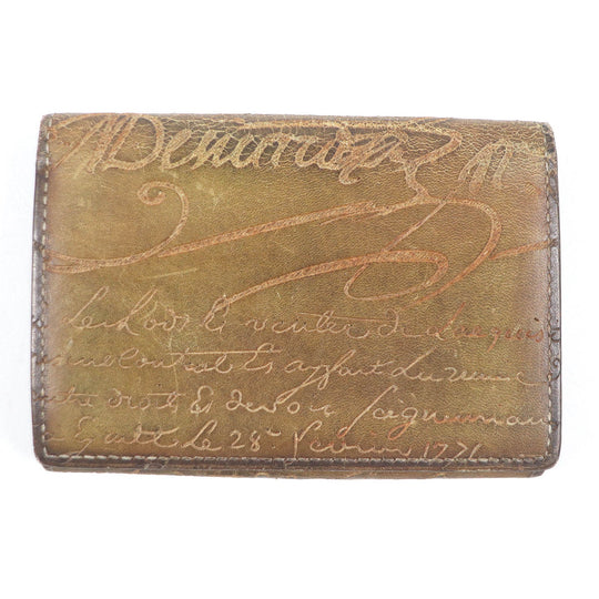 Berluti Card Case Leather Brown mens Used Authentic