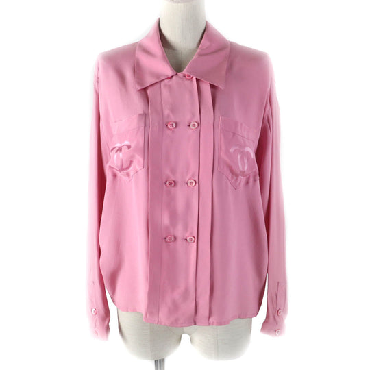 CHANEL Long sleeve shirt silk pink No size listed