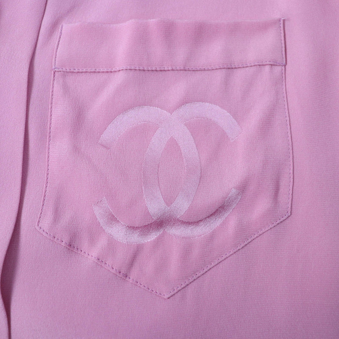 CHANEL Long sleeve shirt silk pink No size listed
