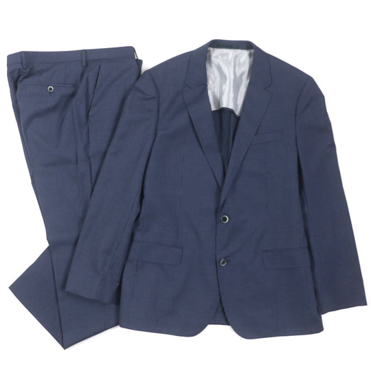 HUGO BOSS setup Outer: 100% wool, Lining: 54% acetate, Lining: 46% rayon, Sleeve lining: 51% rayon, Sleeve lining: 49% acetate Navy mens 52 Used Authentic