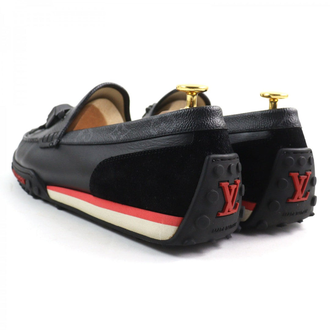 LOUIS VUITTON loafers leather Black type LV Racer Line 7.5