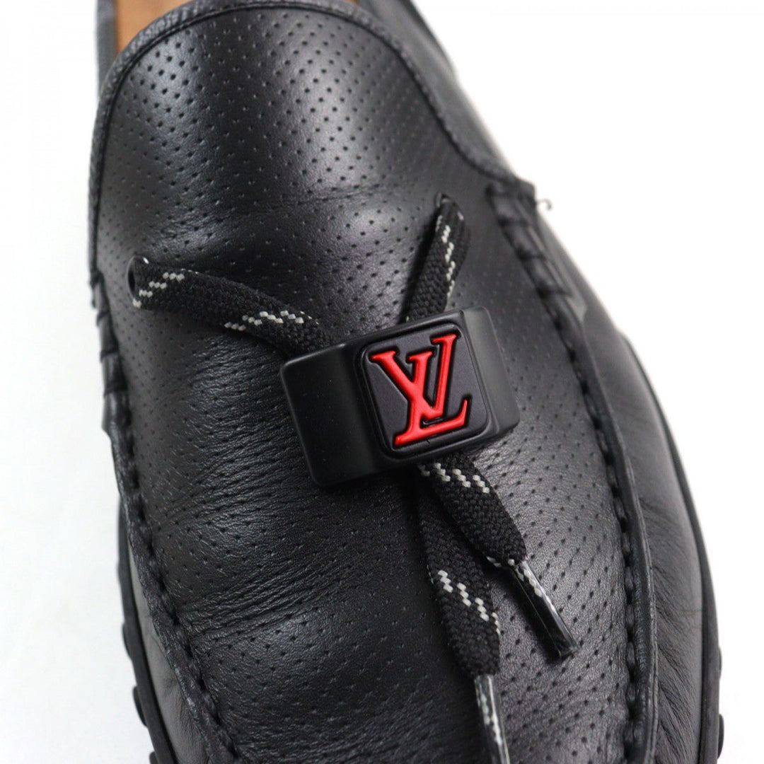 LOUIS VUITTON loafers leather Black type LV Racer Line 7.5