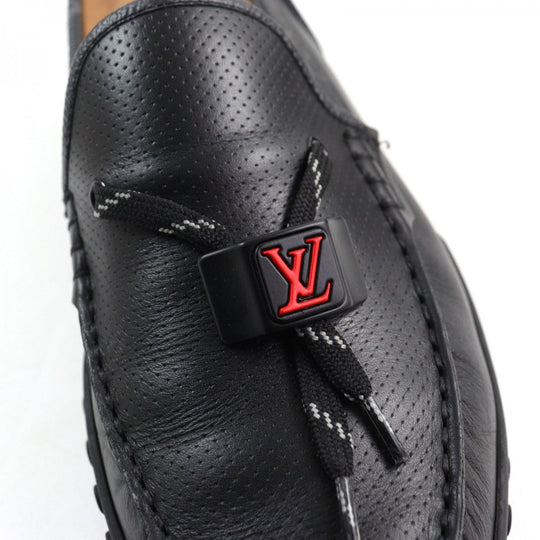 LOUIS VUITTON loafers leather Black type LV Racer Line 7.5