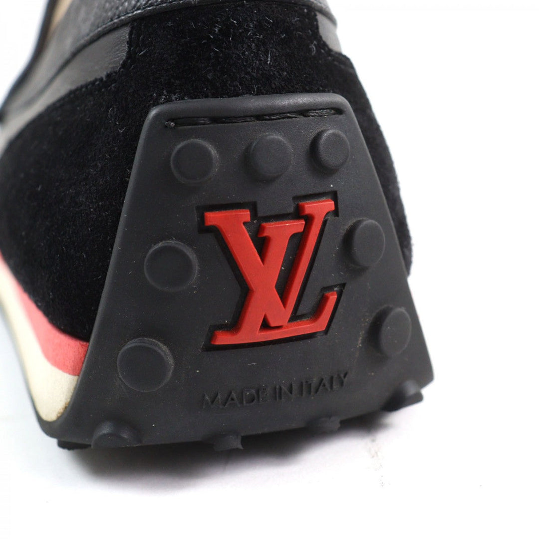LOUIS VUITTON loafers leather Black type LV Racer Line 7.5