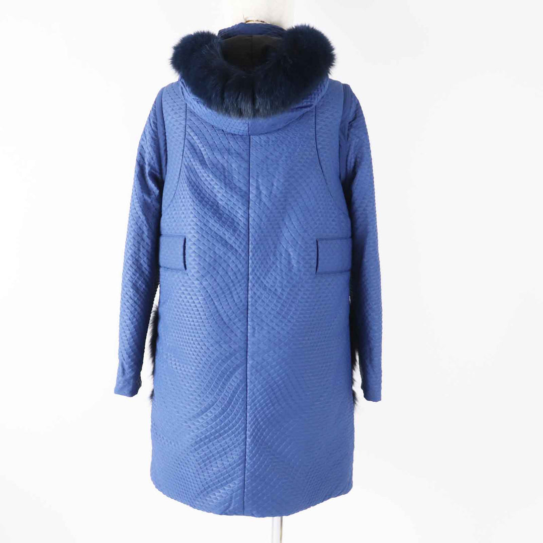 FENDI down coat Outer: 100% nylon, Lining: 100% polyester, Filling: 100% polyester, Fur: Fox blue-black Women 40 Used Authentic