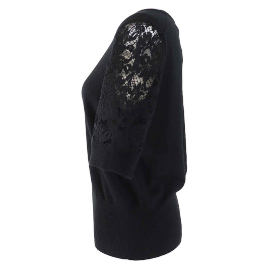DOLCE&GABBANA Short sleeve knit Outer material: 65% cashmere, Outer material: 30% cotton, Outer material: 3% rayon, Outer material: 2% nylon black Women 44 Used Authentic