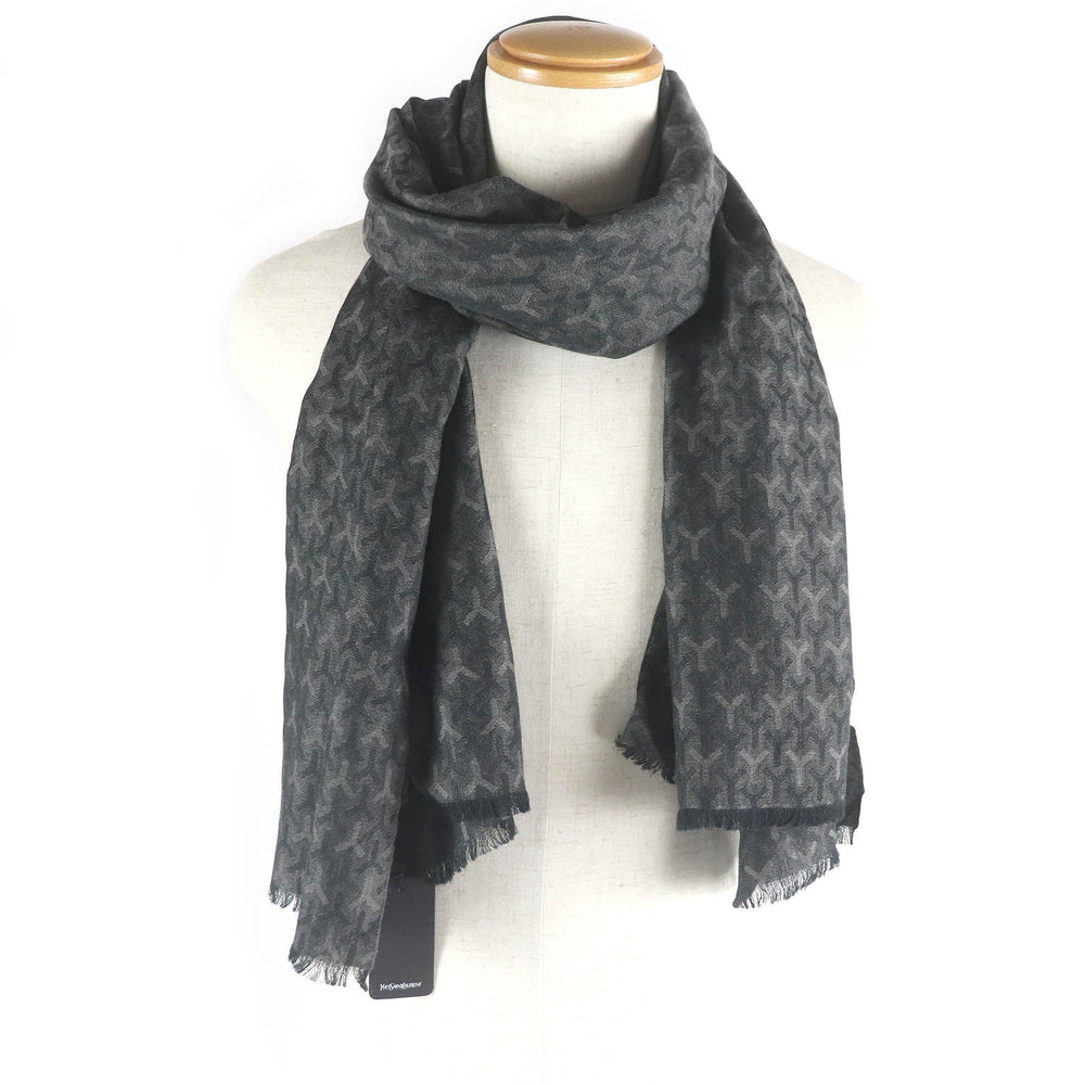 SAINT LAURENT PARIS Scarf Main: 35% cashmere, Main: 35% silk, Main: 30% wool Black type mens Used Authentic