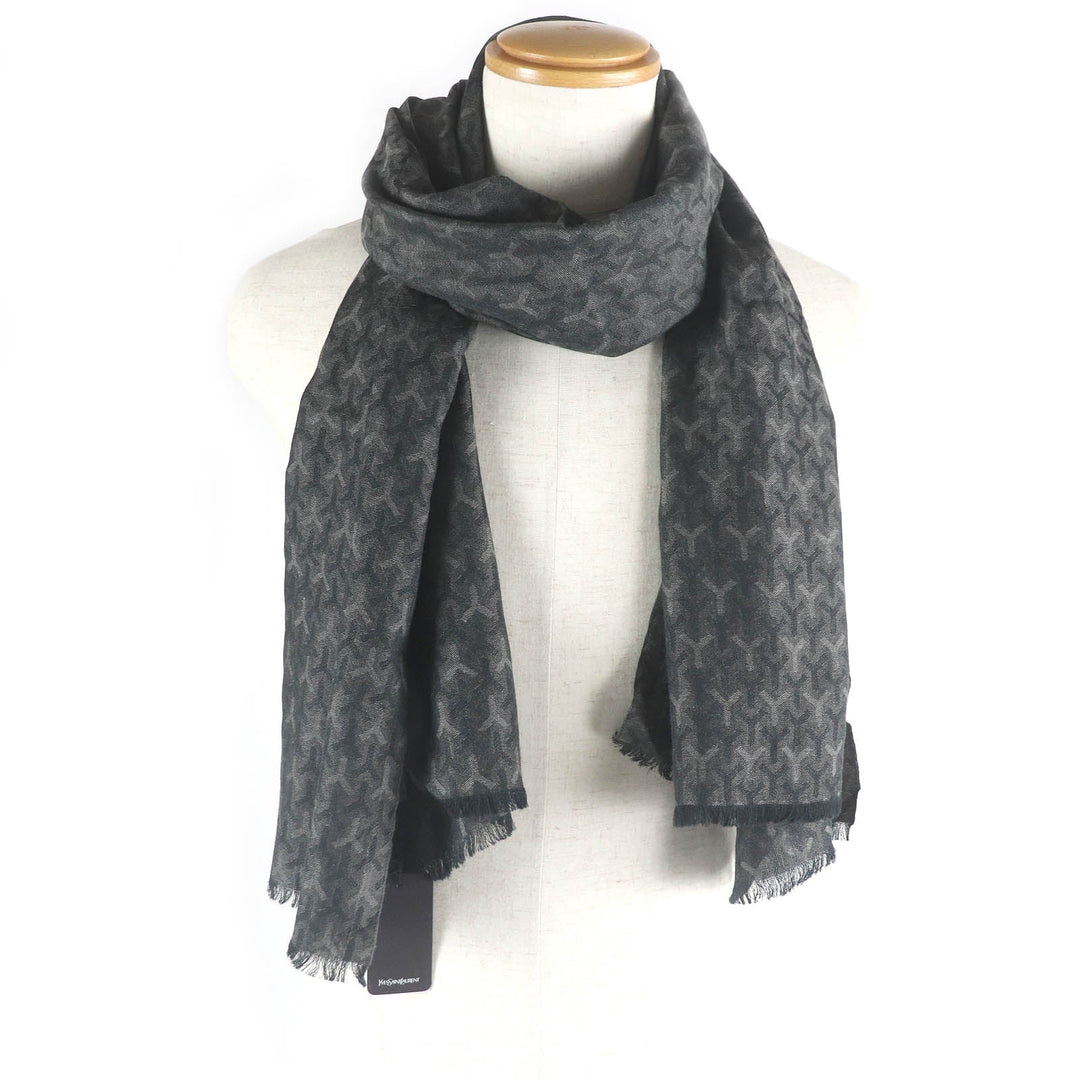 SAINT LAURENT PARIS Scarf Main: 35% cashmere, Main: 35% silk, Main: 30% wool Black type mens Used Authentic