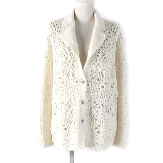 CHANEL cardigan P72095 22C Main: 100% cashmere, part: 82% cotton, part: 18% polyamide white Women 34 Used Authentic