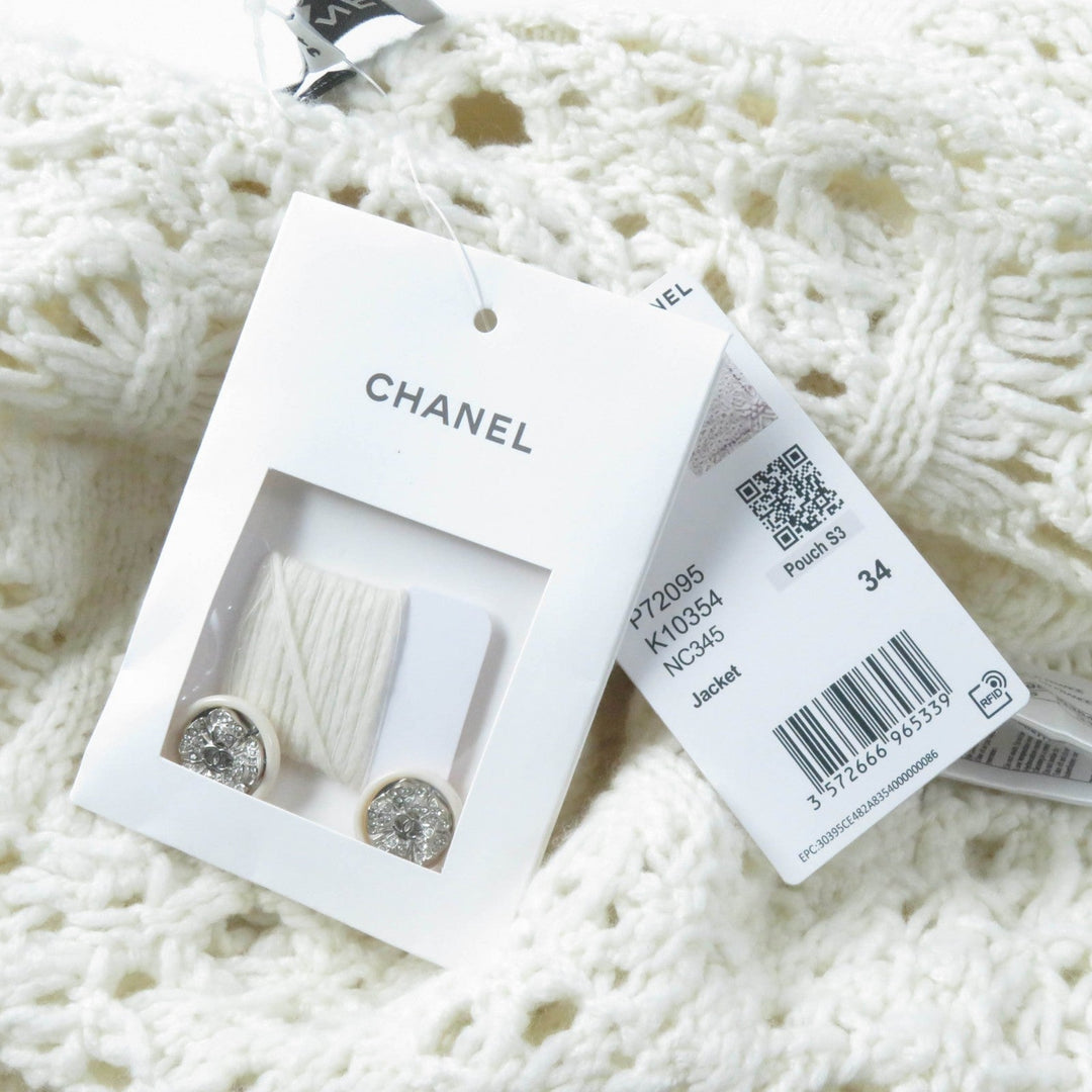 CHANEL cardigan P72095 22C Main: 100% cashmere, part: 82% cotton, part: 18% polyamide white Women 34 Used Authentic