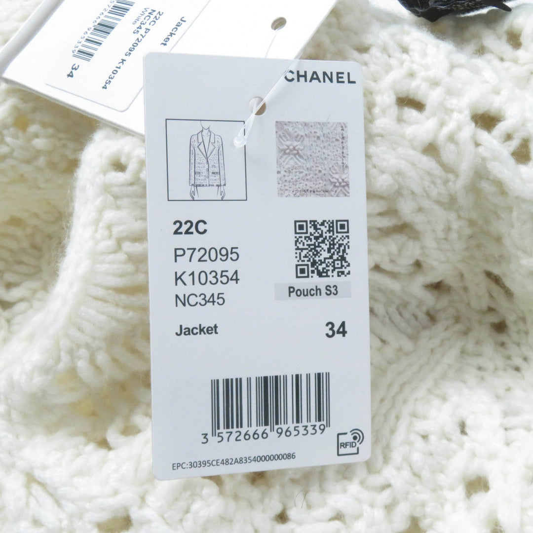 CHANEL cardigan P72095 22C Main: 100% cashmere, part: 82% cotton, part: 18% polyamide white Women 34 Used Authentic