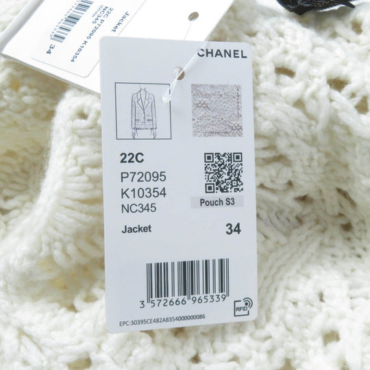 CHANEL cardigan P72095 22C Main: 100% cashmere, part: 82% cotton, part: 18% polyamide white Women 34 Used Authentic