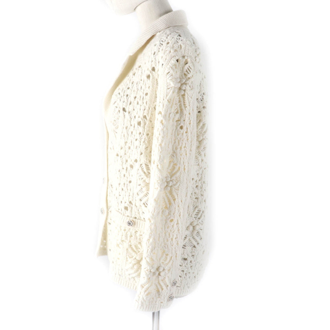 CHANEL cardigan P72095 22C Main: 100% cashmere, part: 82% cotton, part: 18% polyamide white Women 34 Used Authentic