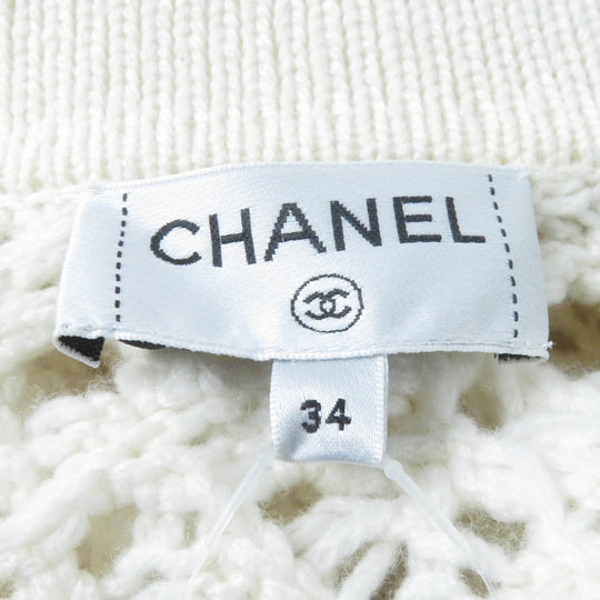 CHANEL cardigan P72095 22C Main: 100% cashmere, part: 82% cotton, part: 18% polyamide white Women 34 Used Authentic