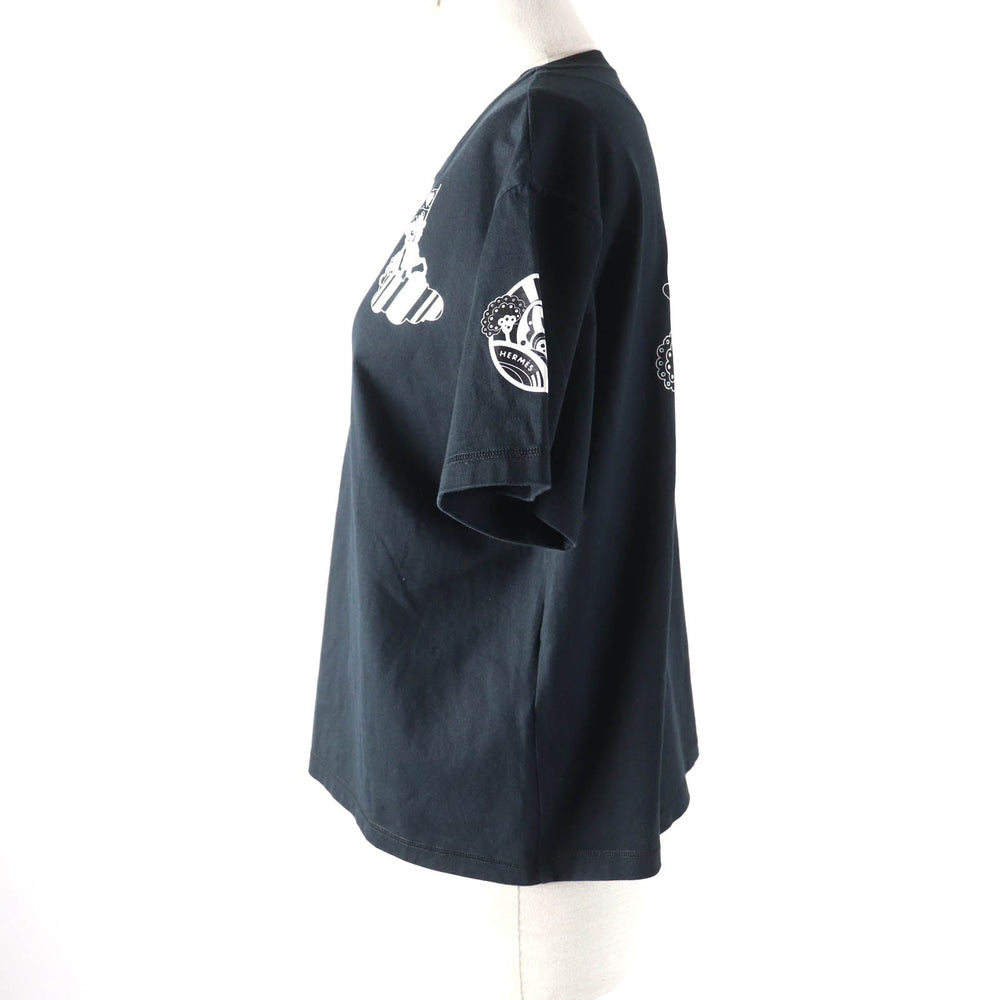 HERMES Short sleeve T-shirt 2E4602DU Main: 100% cotton black Women 38 Used Authentic