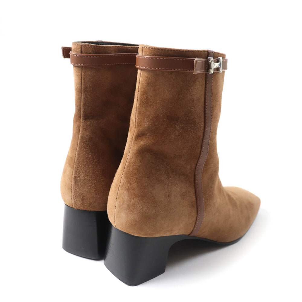 HERMES short boots 232082Z Main: suede leather, part: leather Brown Women 35 Used Authentic
