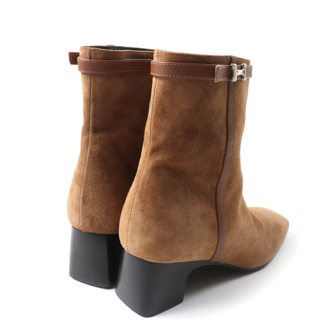HERMES short boots 232082Z Main: suede leather, part: leather Brown Women 35 Used Authentic