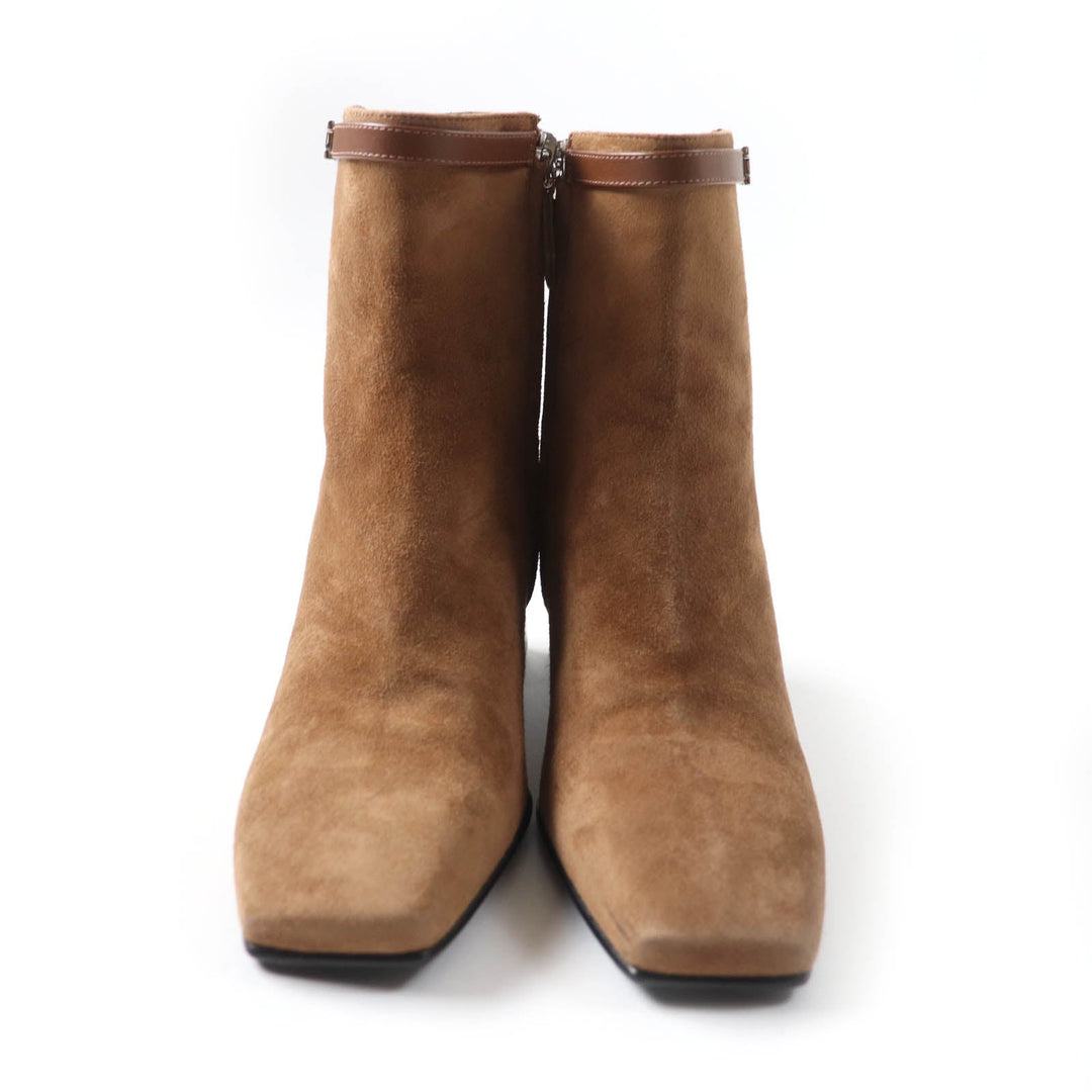 HERMES short boots 232082Z Main: suede leather, part: leather Brown Women 35 Used Authentic