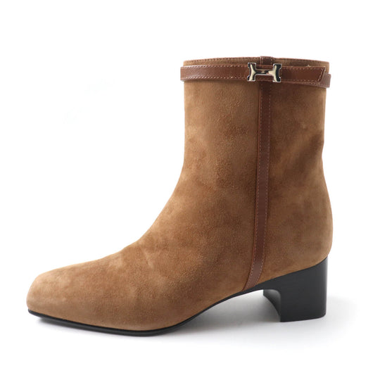 HERMES short boots 232082Z Main: suede leather, part: leather Brown Women 35 Used Authentic